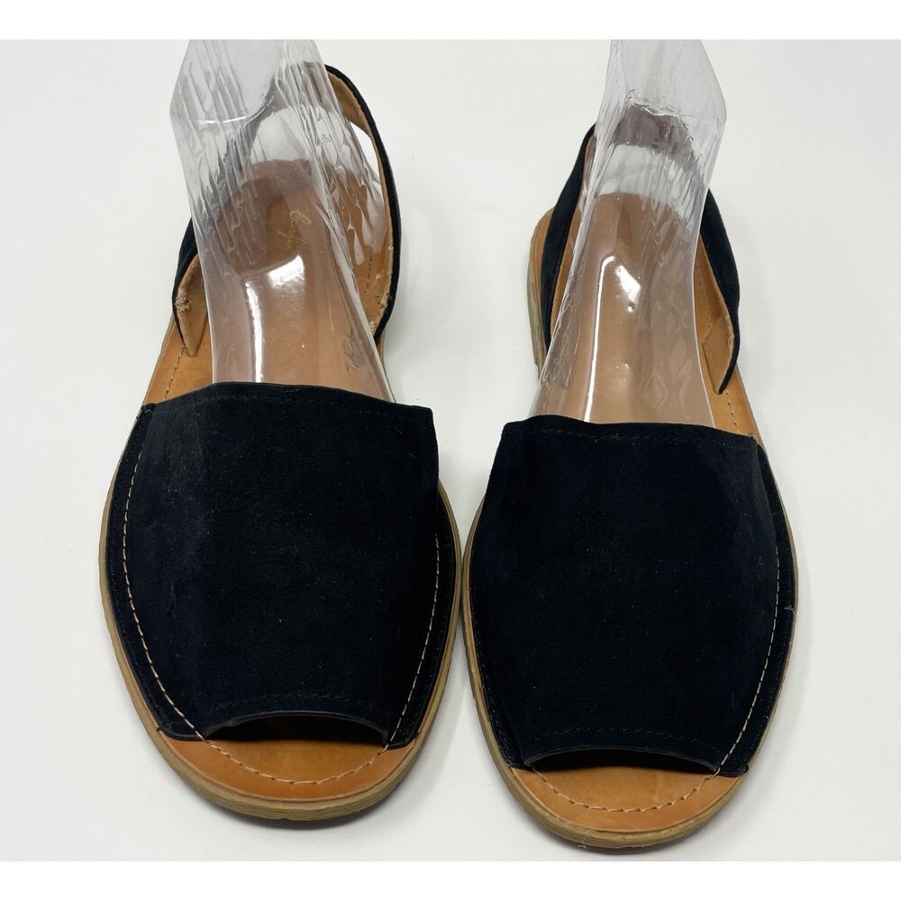 Curfew Women’s Black Flat Sandals Open Toe Ankle Strap 10